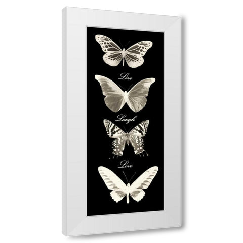 Live Laugh Love Butterflies White Modern Wood Framed Art Print by Greene, Taylor