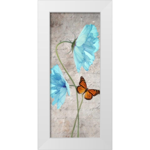 Blue Floral Panel B White Modern Wood Framed Art Print by Greene, Taylor