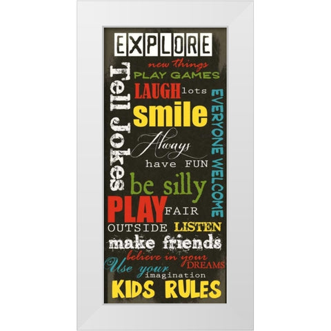 KIDS RULES M White Modern Wood Framed Art Print by Greene, Taylor