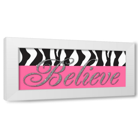 Believe Glitter White Modern Wood Framed Art Print by Greene, Taylor