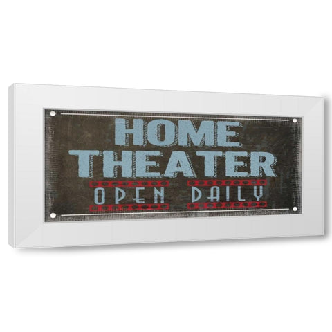 HOME THEATRE White Modern Wood Framed Art Print by Greene, Taylor