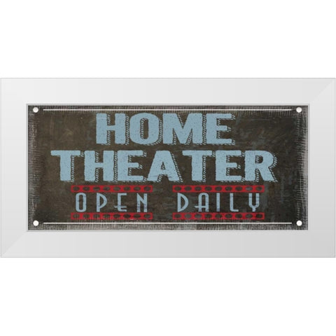 HOME THEATRE White Modern Wood Framed Art Print by Greene, Taylor