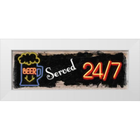 BEER 24 7 White Modern Wood Framed Art Print by Greene, Taylor