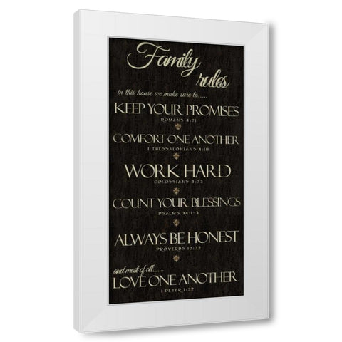 FAMILY RULES SCRIPTURES White Modern Wood Framed Art Print by Greene, Taylor
