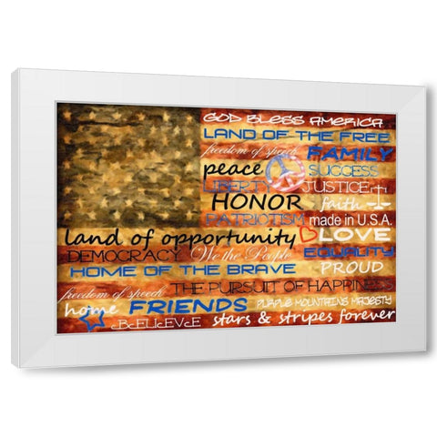 Typography Flag White Modern Wood Framed Art Print by Greene, Taylor