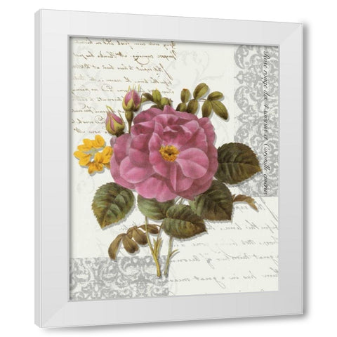 Rose On Scroll II White Modern Wood Framed Art Print by Greene, Taylor