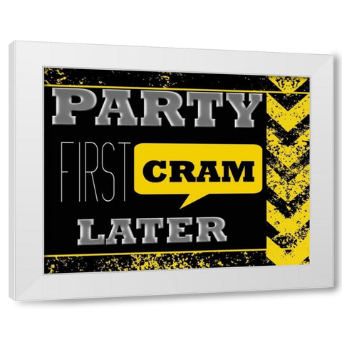 PARTY FIRST White Modern Wood Framed Art Print by Greene, Taylor