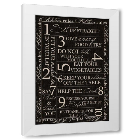 Kitchen Rules blk Border White Modern Wood Framed Art Print by Greene, Taylor