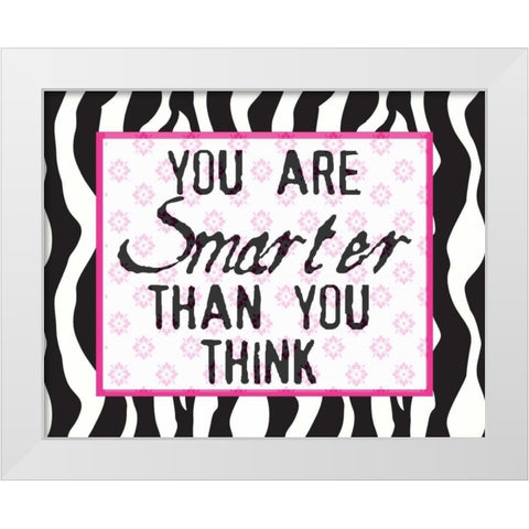 MUCH SMARTER zebra White Modern Wood Framed Art Print by Greene, Taylor