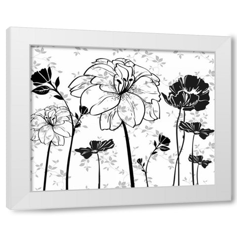 BLACK AND WHITE FLOWERS White Modern Wood Framed Art Print by Greene, Taylor