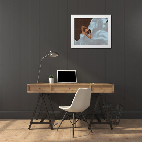 LADY IN BLUE White Modern Wood Framed Art Print by Greene, Taylor