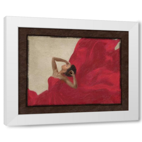 LADY IN RED White Modern Wood Framed Art Print by Greene, Taylor