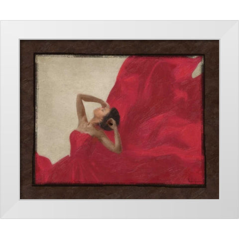 LADY IN RED White Modern Wood Framed Art Print by Greene, Taylor
