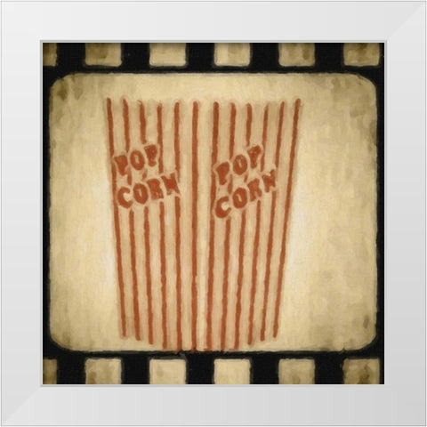 LIGHTS CAMERA ACTION_POPCORN White Modern Wood Framed Art Print by Greene, Taylor