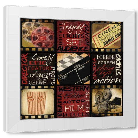 LIGHTS CAMERA ACTION White Modern Wood Framed Art Print by Greene, Taylor