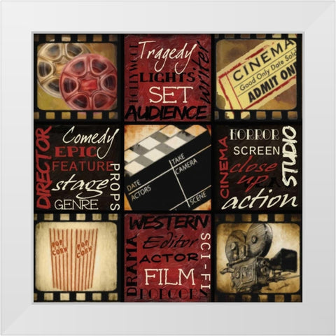LIGHTS CAMERA ACTION White Modern Wood Framed Art Print by Greene, Taylor