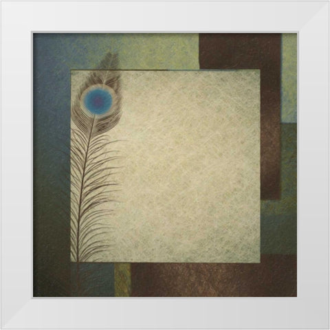 Peacock Border White Modern Wood Framed Art Print by Greene, Taylor