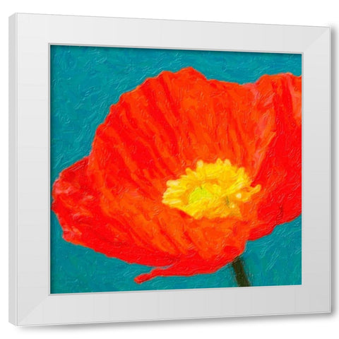 Poppies On Blue 2 White Modern Wood Framed Art Print by Greene, Taylor