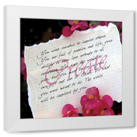 Pink Flowers White Modern Wood Framed Art Print by Greene, Taylor