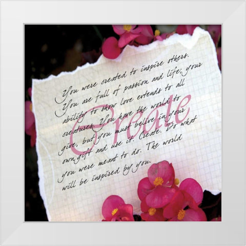 Pink Flowers White Modern Wood Framed Art Print by Greene, Taylor