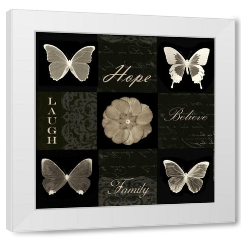 Sepia Floral 9 Patch A White Modern Wood Framed Art Print by Greene, Taylor