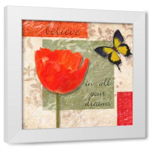 Believe Poppy White Modern Wood Framed Art Print by Greene, Taylor