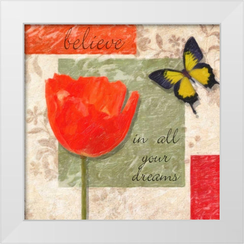 Believe Poppy White Modern Wood Framed Art Print by Greene, Taylor