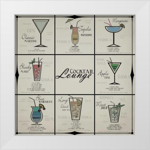 Cocktail Lounge White Modern Wood Framed Art Print by Greene, Taylor