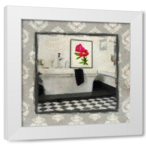 BLACK AND WHITE BATH 1 White Modern Wood Framed Art Print by Greene, Taylor