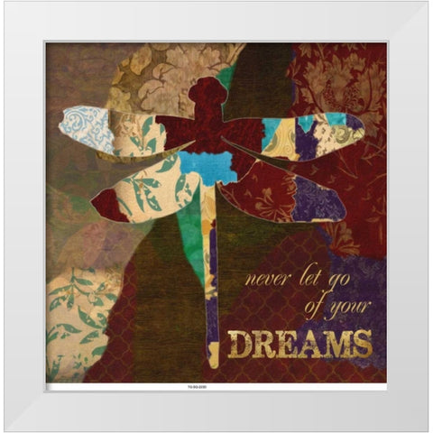 DREAMS DRAGONFLY White Modern Wood Framed Art Print by Greene, Taylor
