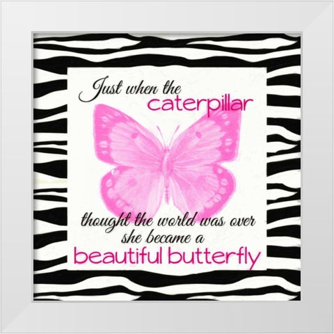 Caterpillar White Modern Wood Framed Art Print by Greene, Taylor