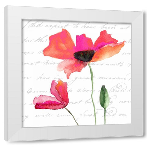 Watercolor Poppy Script White Modern Wood Framed Art Print by Greene, Taylor