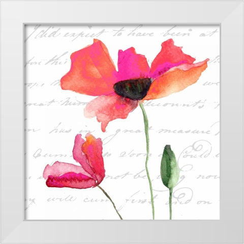 Watercolor Poppy Script White Modern Wood Framed Art Print by Greene, Taylor