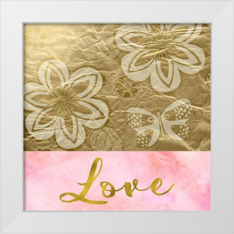 Love Golden Flowers White Modern Wood Framed Art Print by Greene, Taylor