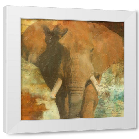 Global Elephant White Modern Wood Framed Art Print by Greene, Taylor