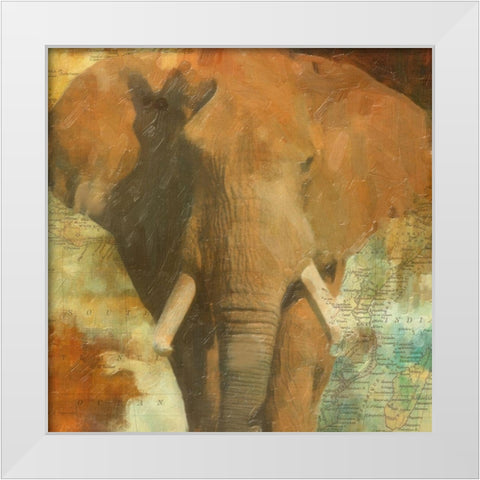 Global Elephant White Modern Wood Framed Art Print by Greene, Taylor