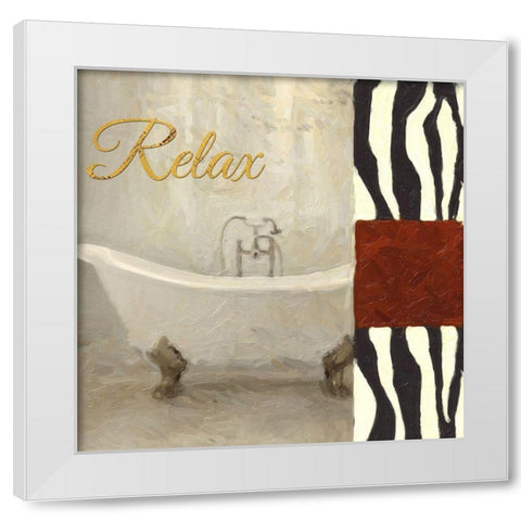 Relax Bath White Modern Wood Framed Art Print by Greene, Taylor