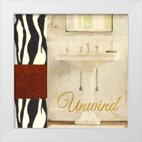 Unwind Bath White Modern Wood Framed Art Print by Greene, Taylor