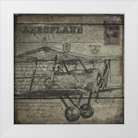 Vintage  Aeroplane White Modern Wood Framed Art Print by Greene, Taylor