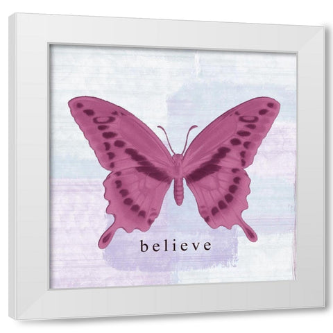 Mulberry Butterfly Belive White Modern Wood Framed Art Print by Greene, Taylor