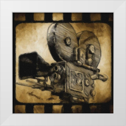 Movie Camera White Modern Wood Framed Art Print by Greene, Taylor