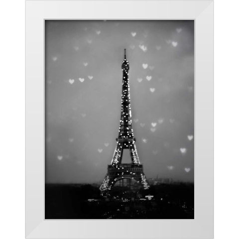 Hearts In Paris 2 White Modern Wood Framed Art Print by Telik, Tracey