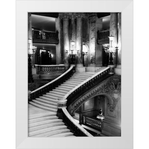 BW Grand Stairs White Modern Wood Framed Art Print by Telik, Tracey