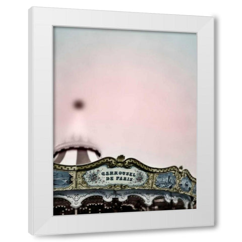Pink Paris Carousel White Modern Wood Framed Art Print by Telik, Tracey