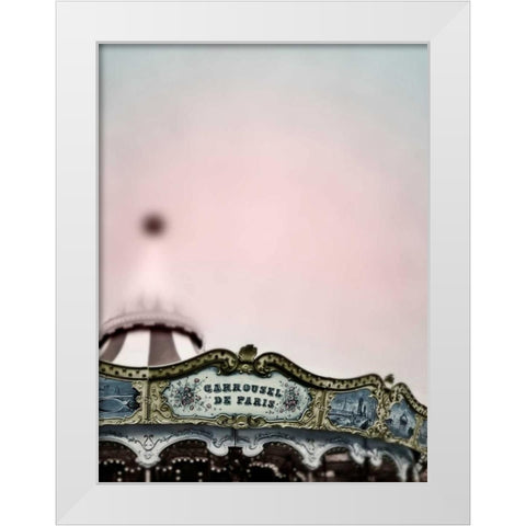 Pink Paris Carousel White Modern Wood Framed Art Print by Telik, Tracey
