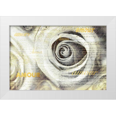 Old Roses Amour White Modern Wood Framed Art Print by Telik, Tracey