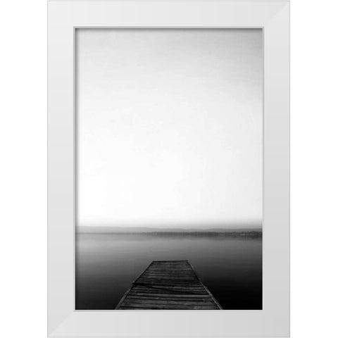 Strolling On The Pier White Modern Wood Framed Art Print by Telik, Tracey