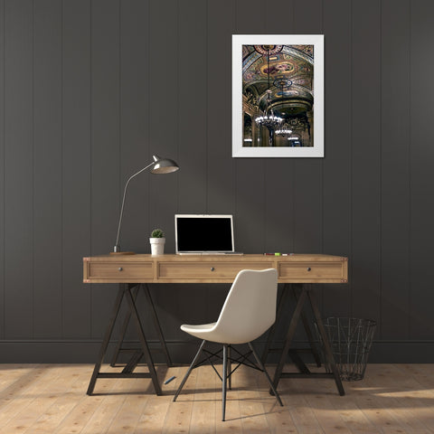 Chandelier Opera White Modern Wood Framed Art Print by Telik, Tracey