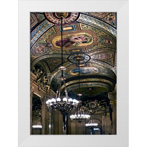 Chandelier Opera White Modern Wood Framed Art Print by Telik, Tracey