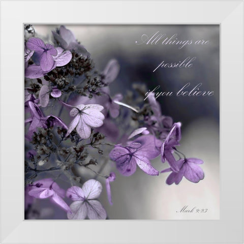 Plum Foliage Believe White Modern Wood Framed Art Print by Telik, Tracey